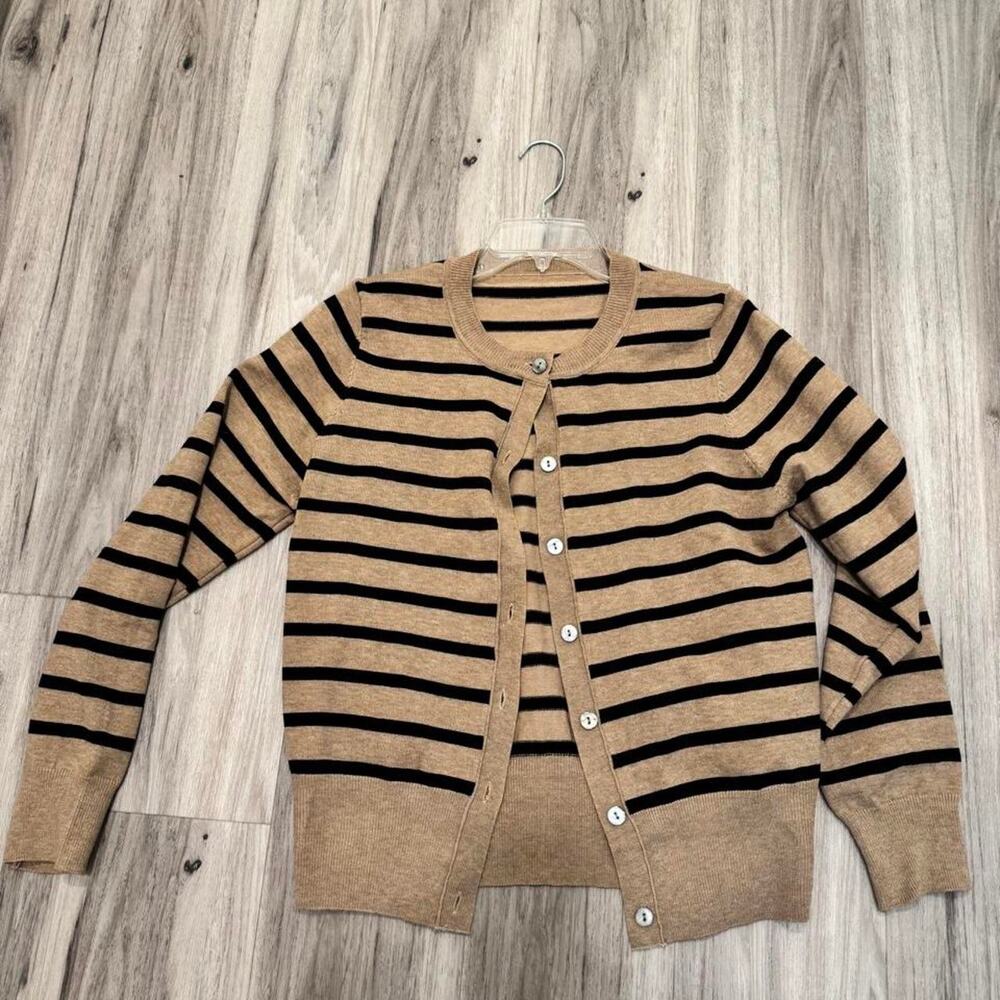 Shein black and tan striped cardigan